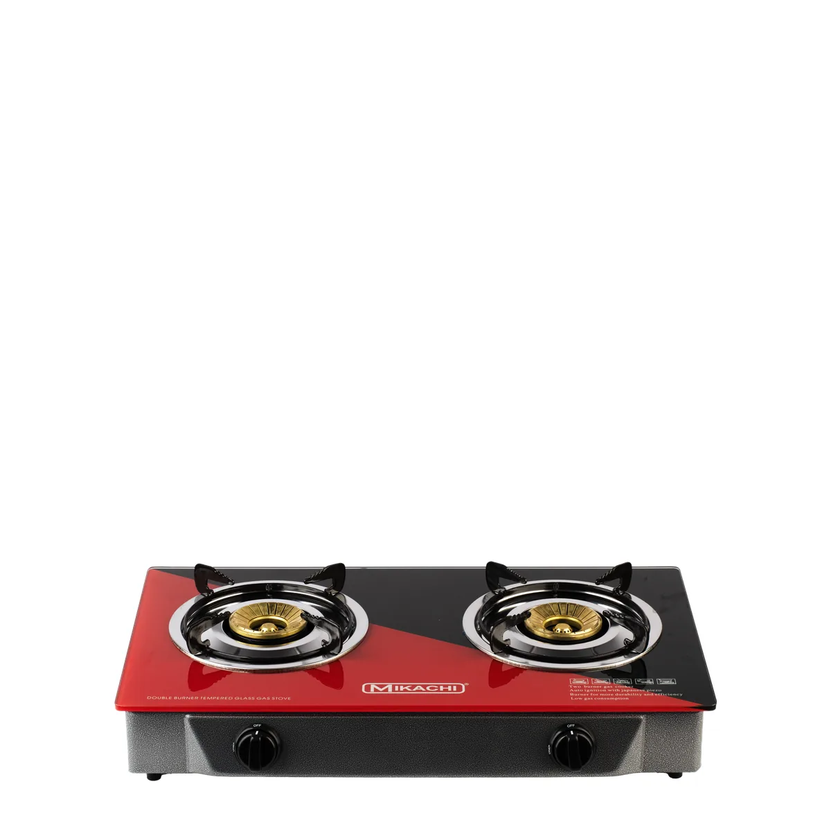 Mikachi 2-Burner Glass Gas Stove MIK-013B